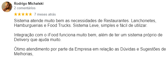 Avaliação Google SisFood